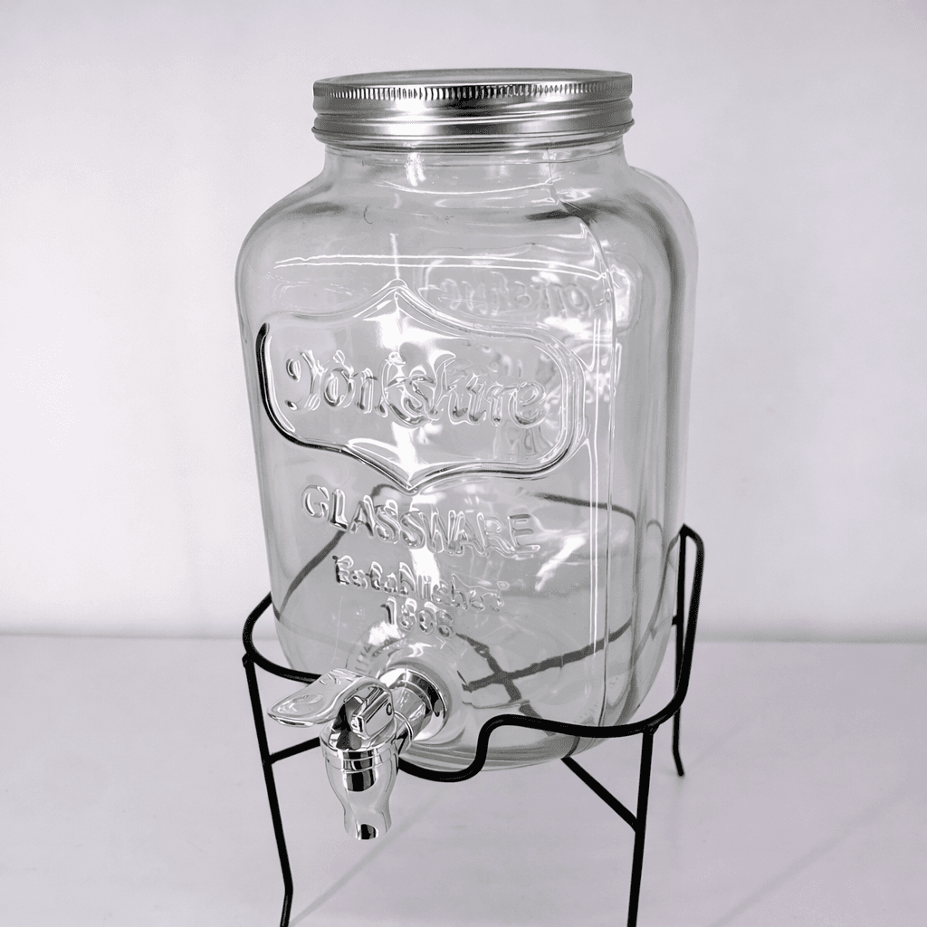 Glass Beverage Dispenser with Metal Stand 3