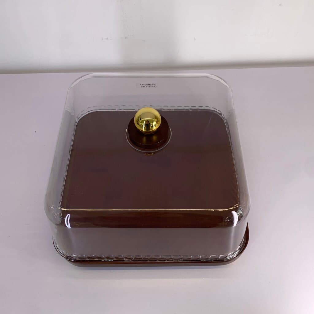 Wooden Cake Stand with Protective Clear Cover (M) 2