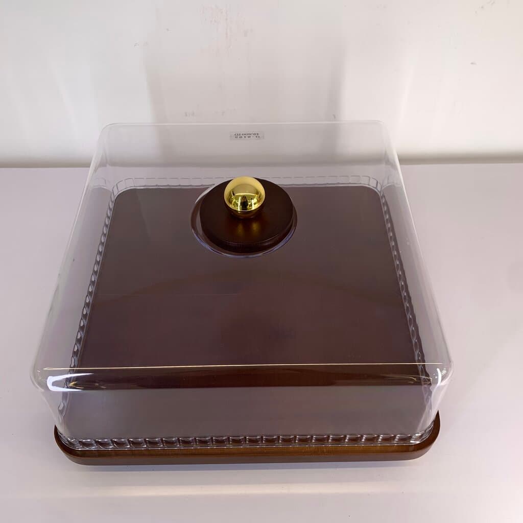 Wooden Cake Stand with Protective Clear Cover (L) 2
