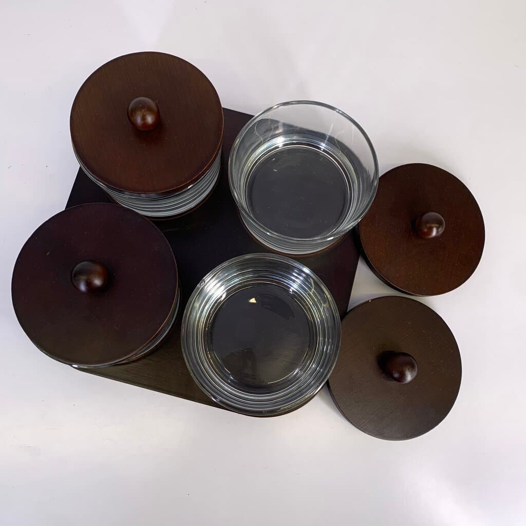 Glass Condiment Jar Set with Wooden Stand - 4 Piece 3