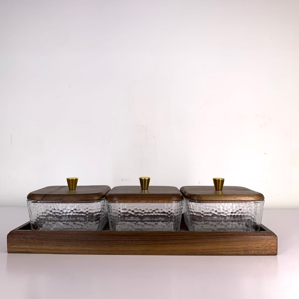 Glass Condiment Jar Set - Dark Brown (3-Piece )