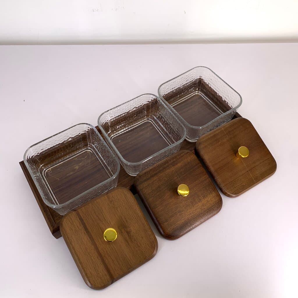 Glass Condiment Jar Set - Dark Brown (3-Piece ) 4