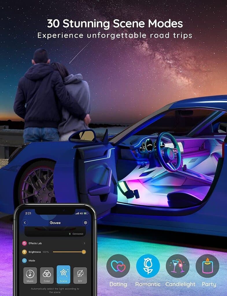Govee H7090 RGBIC Car LED Strip Lights 4