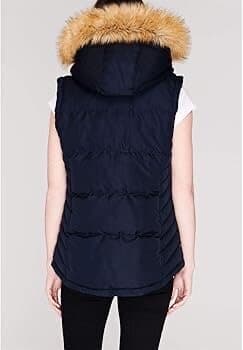 SoulCal & Co Padded Gilet with Faux Fur Hood - Navy Blue (XXXL) 2
