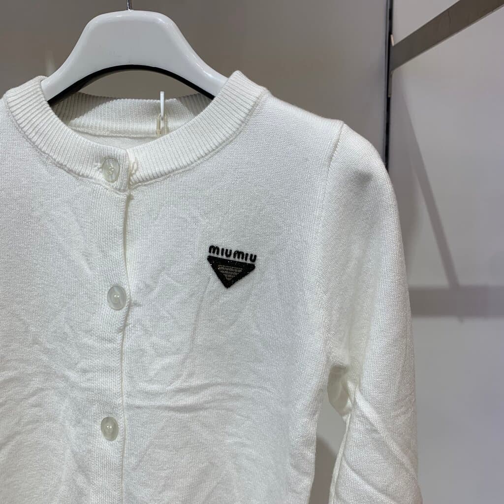 Miu Miu Boy's Wool Knitted Cardigan - White (120) 2