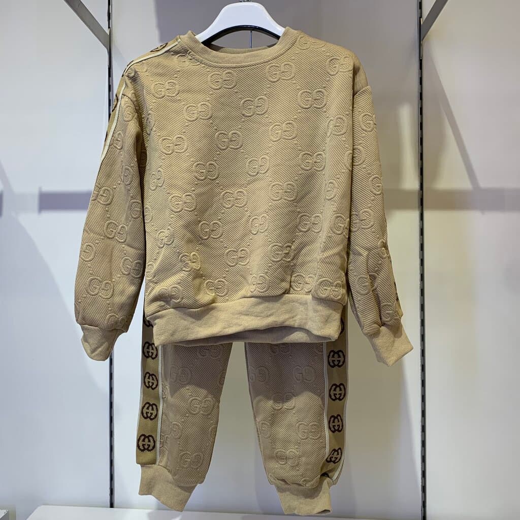 Gucci Boy's Cotton Tracksuit Set - Light Brown (3 Years)