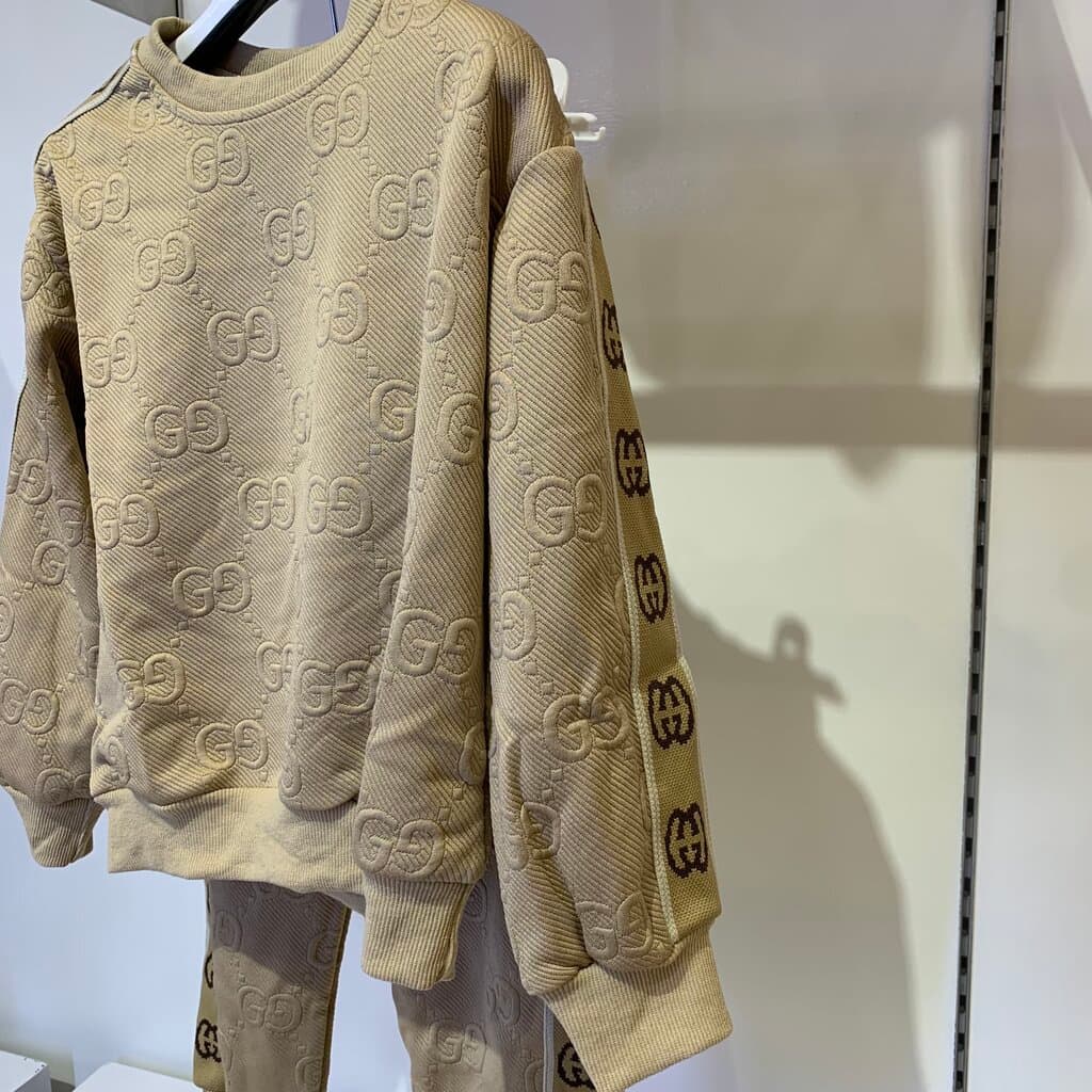 Gucci Boy's Cotton Tracksuit Set - Light Brown (3 Years) 3