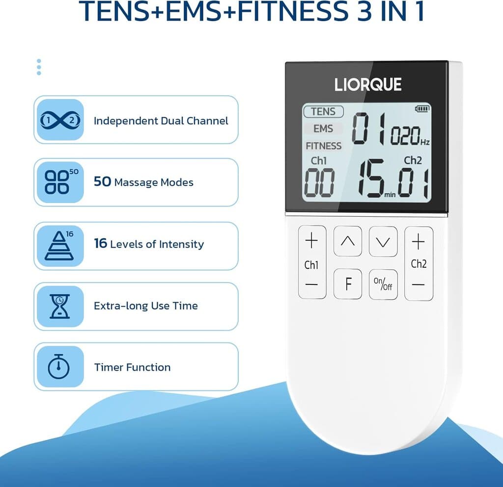 LIORQUE TENS Machine for Pain Relief EMS Muscle Stimulator 2