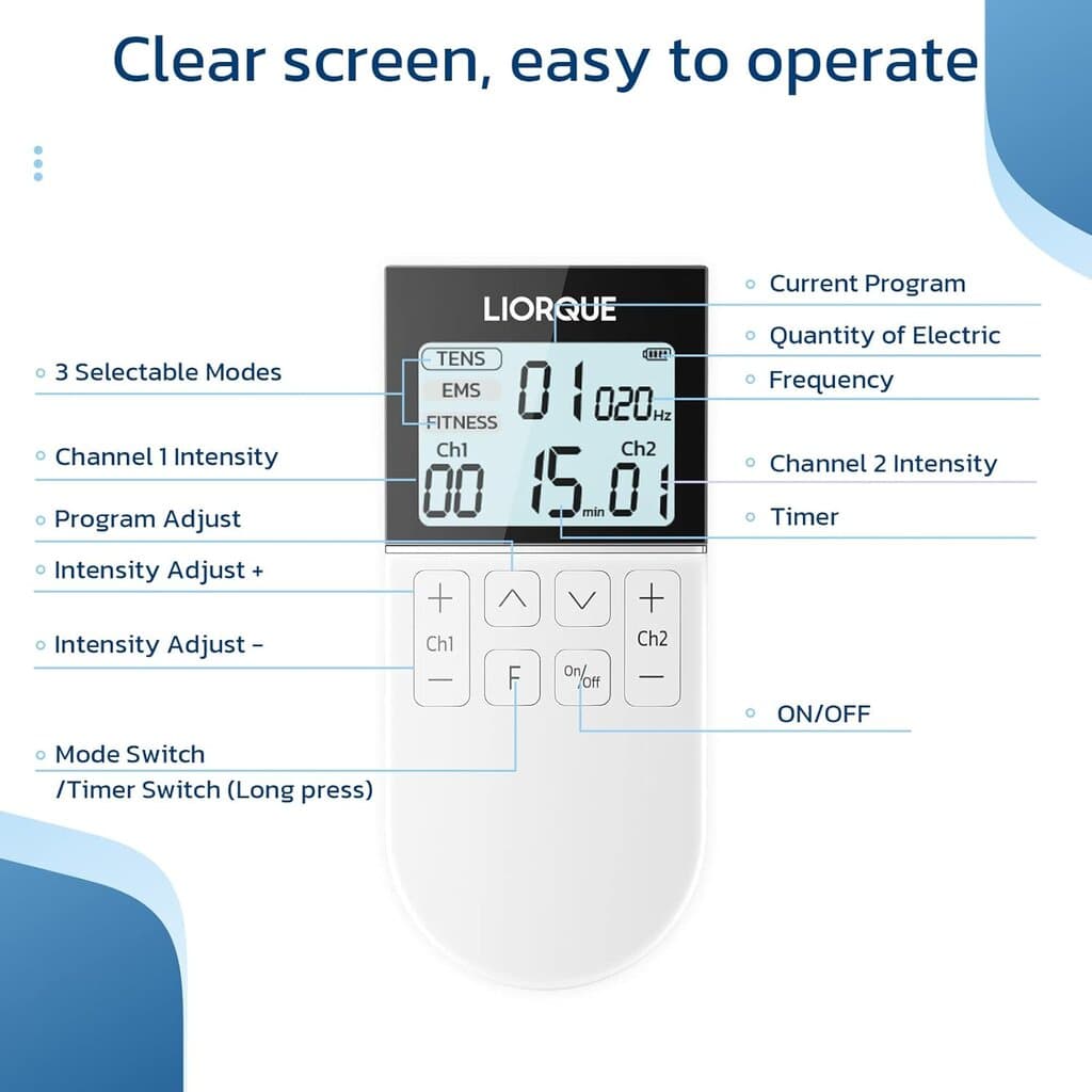 LIORQUE TENS Machine for Pain Relief EMS Muscle Stimulator 3