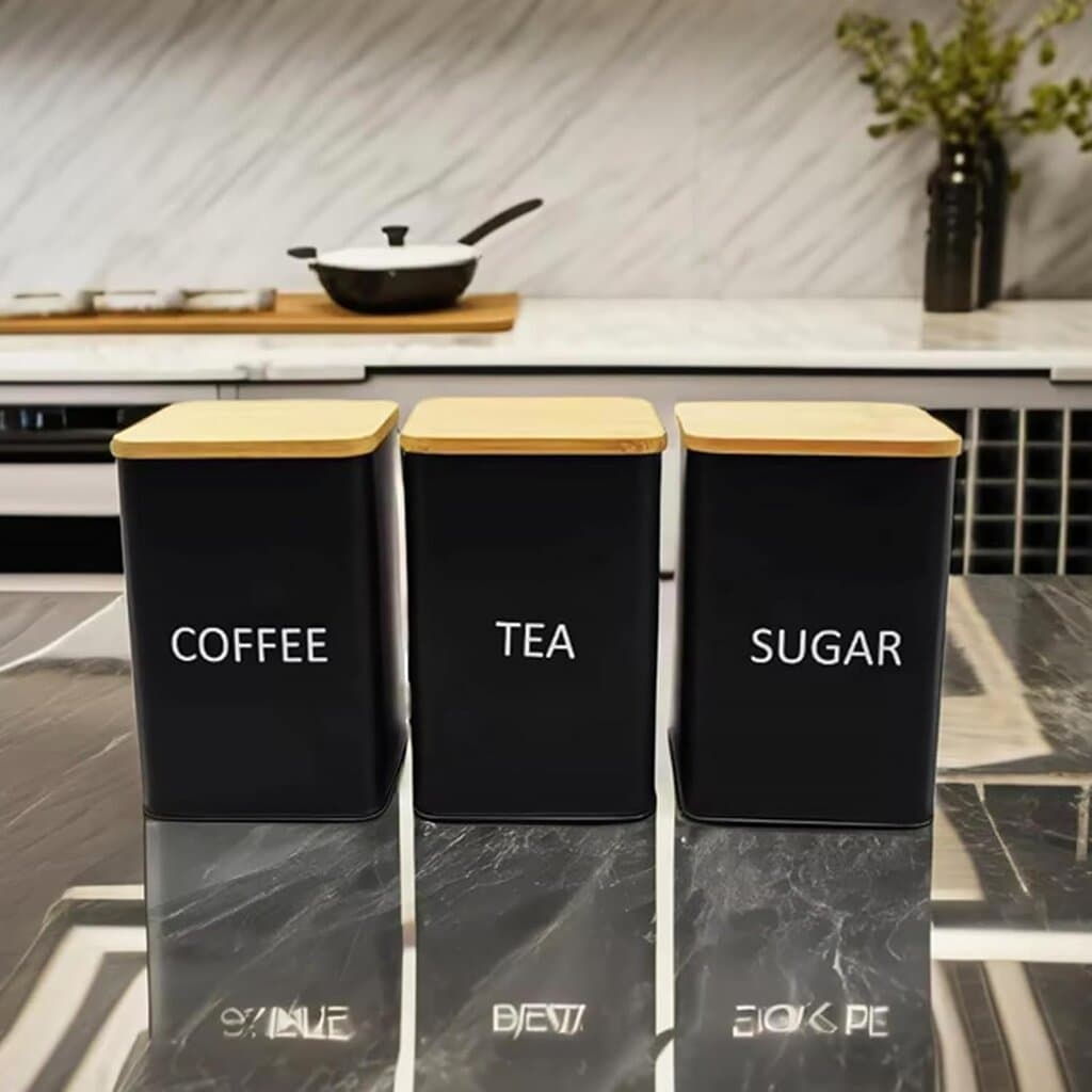 3PCS Tea Coffee Sugar Canisters 7