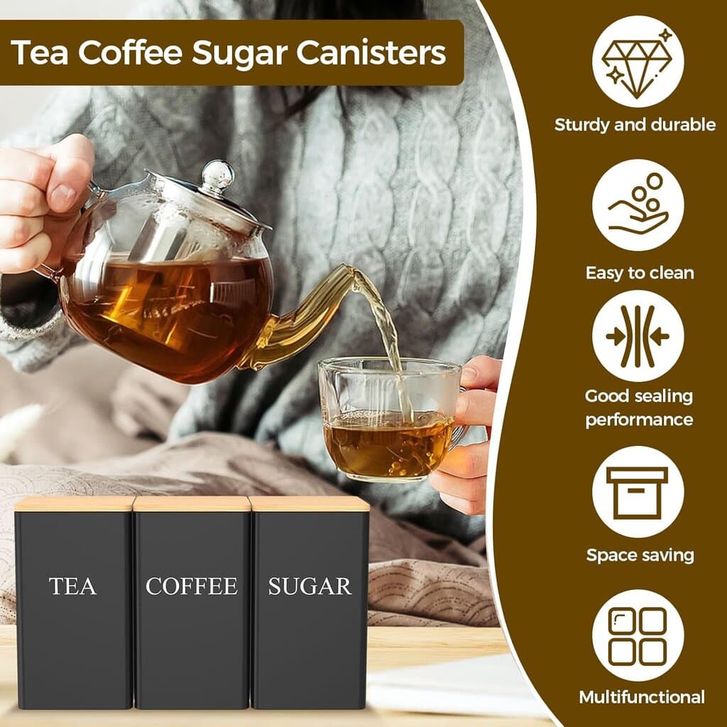 3PCS Tea Coffee Sugar Canisters 3