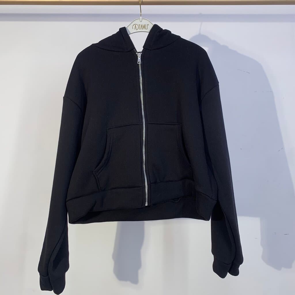 Cazibe Women's Cropped Cotton Jacket - Black (S)