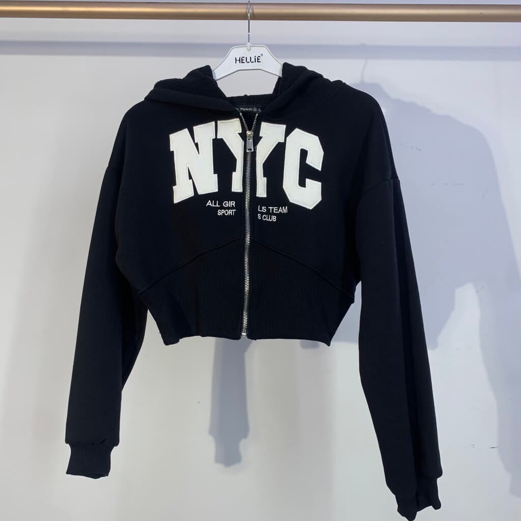 Pink Power Women's Cropped Cotton Hoodie - Black (S)