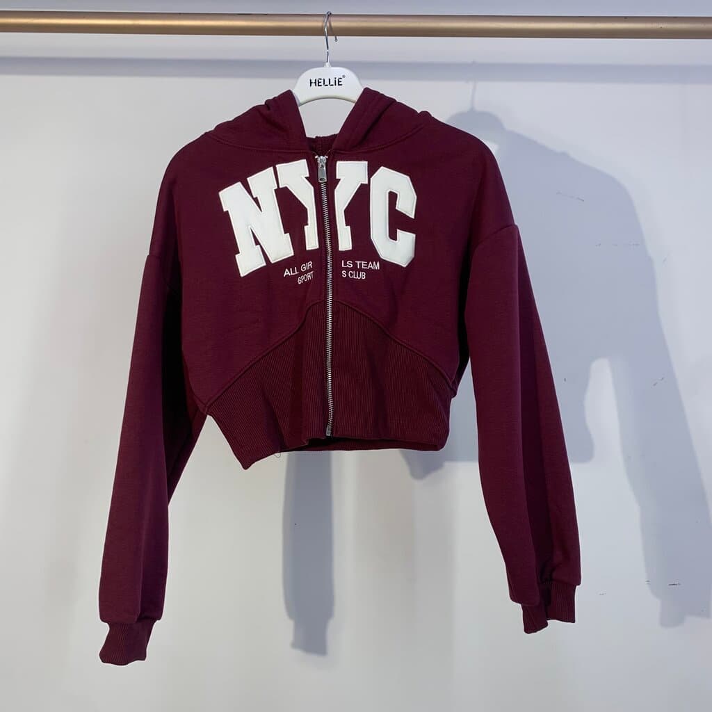 Pink Power Women's Cropped Cotton Hoodie - Dark Red (S)