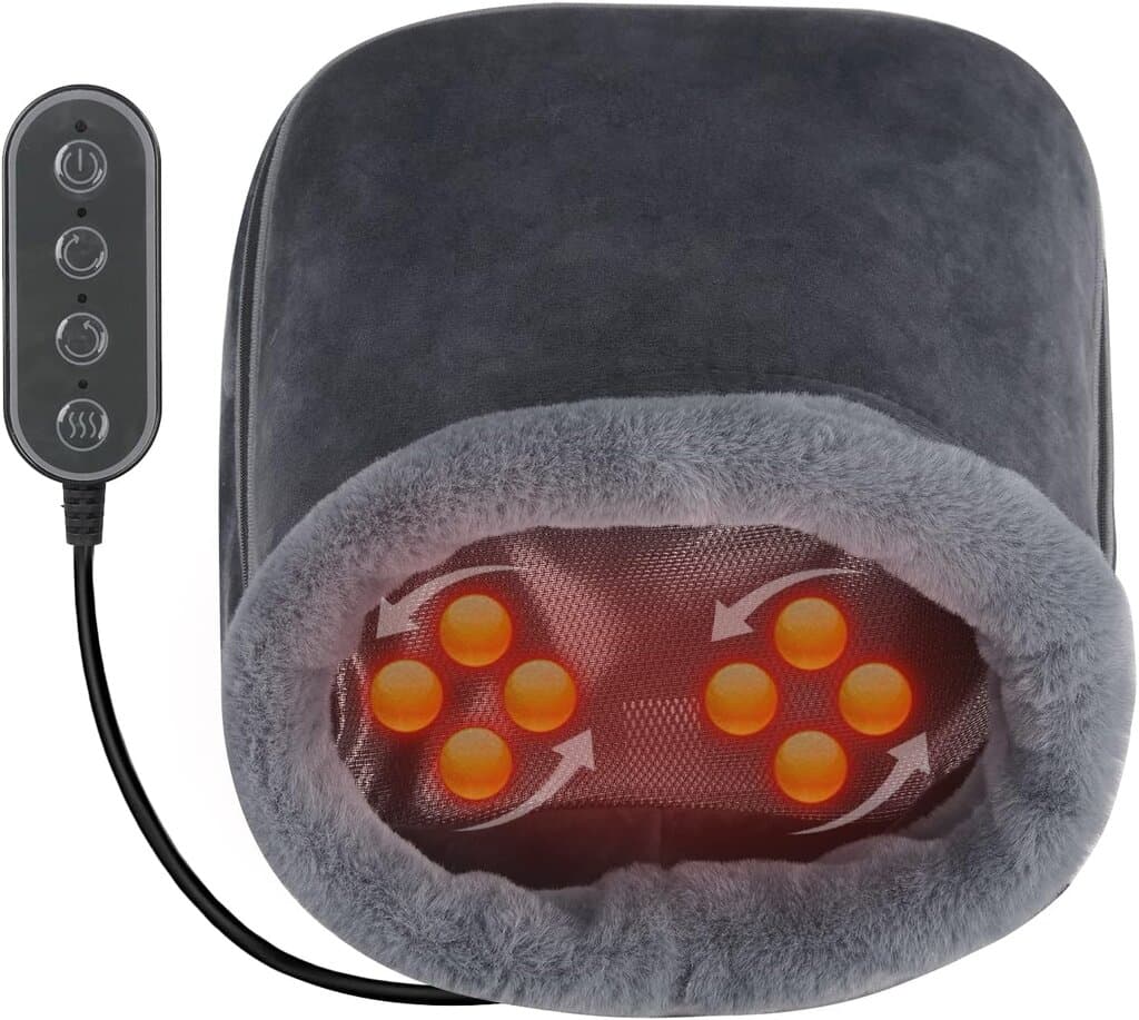 2 in 1 Heated Shiatsu Foot Massager with Heat and Back Massage Cushion, Foot Warmer and Foot Pain Relief