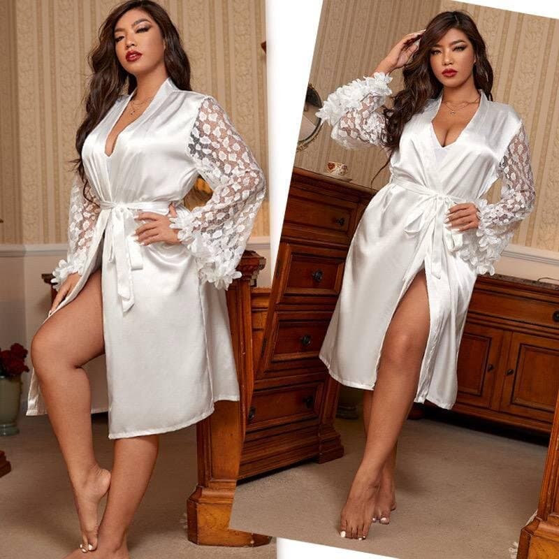 Oleanda Satin Sleep Robe - White