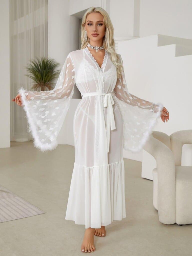 Oleanda Satin Sleep Robe - White