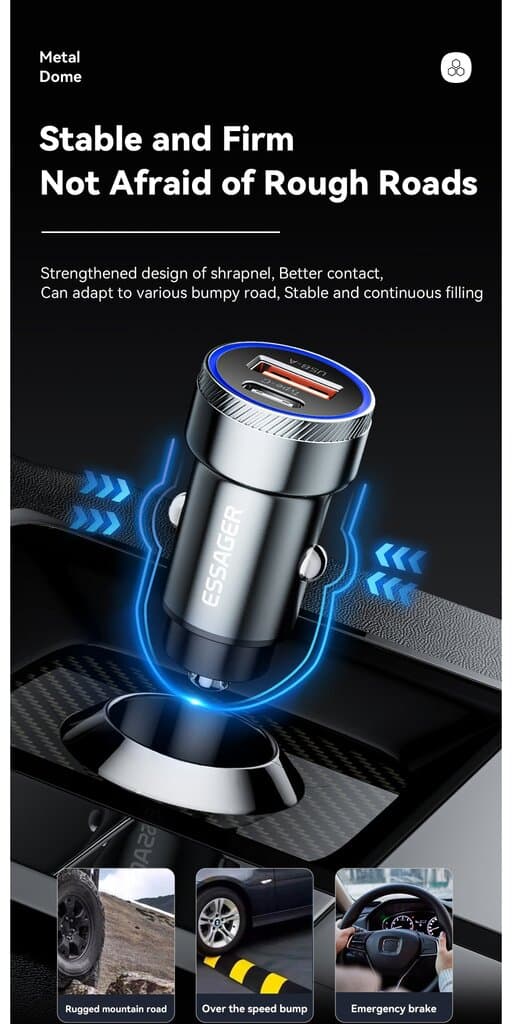 Essager 54W USB A+C 2 Ports Car Charger 8