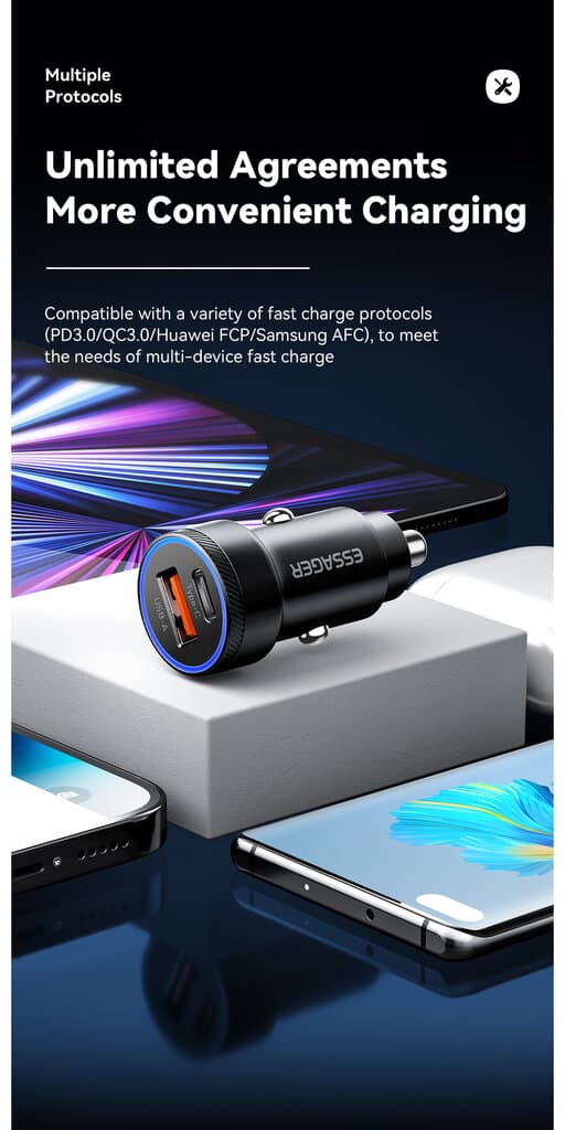 Essager 54W USB A+C 2 Ports Car Charger 9