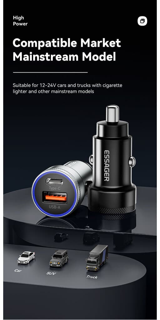 Essager 54W USB A+C 2 Ports Car Charger 10