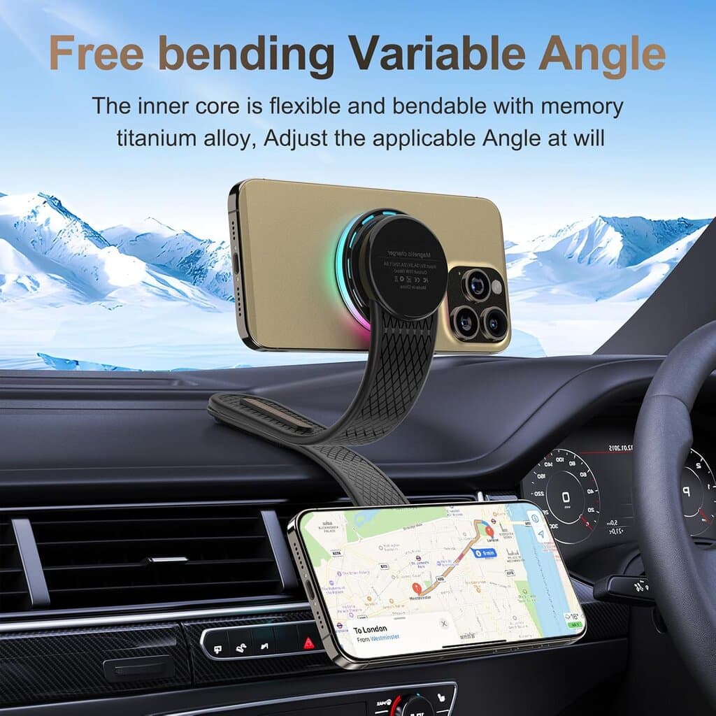 15W Magnetic Wireless Car Charger & Phone Stand 3