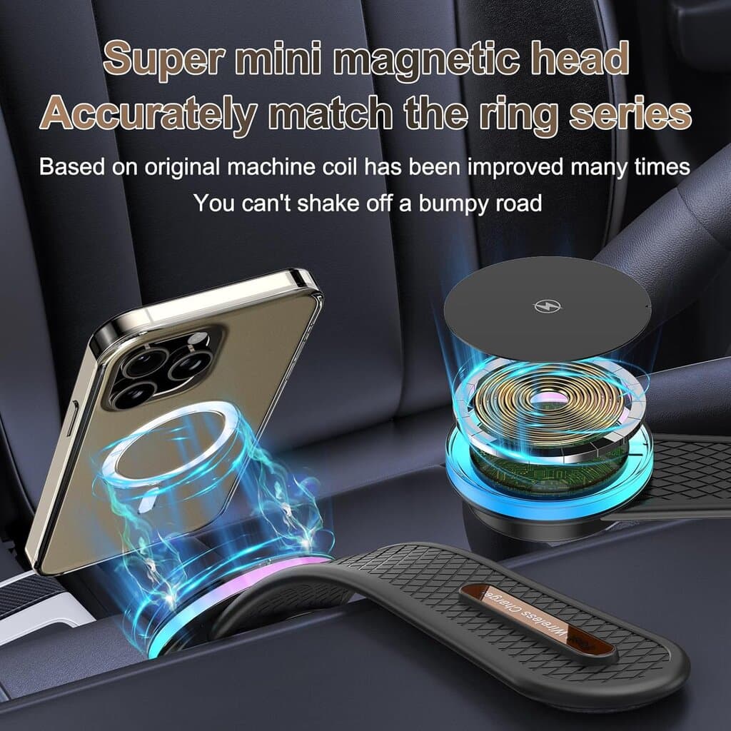 15W Magnetic Wireless Car Charger & Phone Stand 5