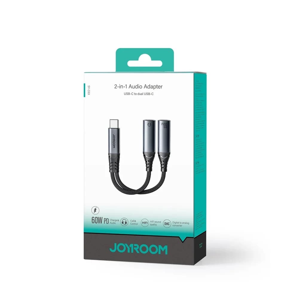 Joyroom Audio-Transfer Series 2-in-1 Audio Adapter Type-C to Dual Type-C SY-C03 - Black 8