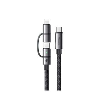 کێبڵی مەکدۆدۆ USB 3 دوو لە یەک، USB-C بۆ USB-C+LTG، ١.٢ مەتر
