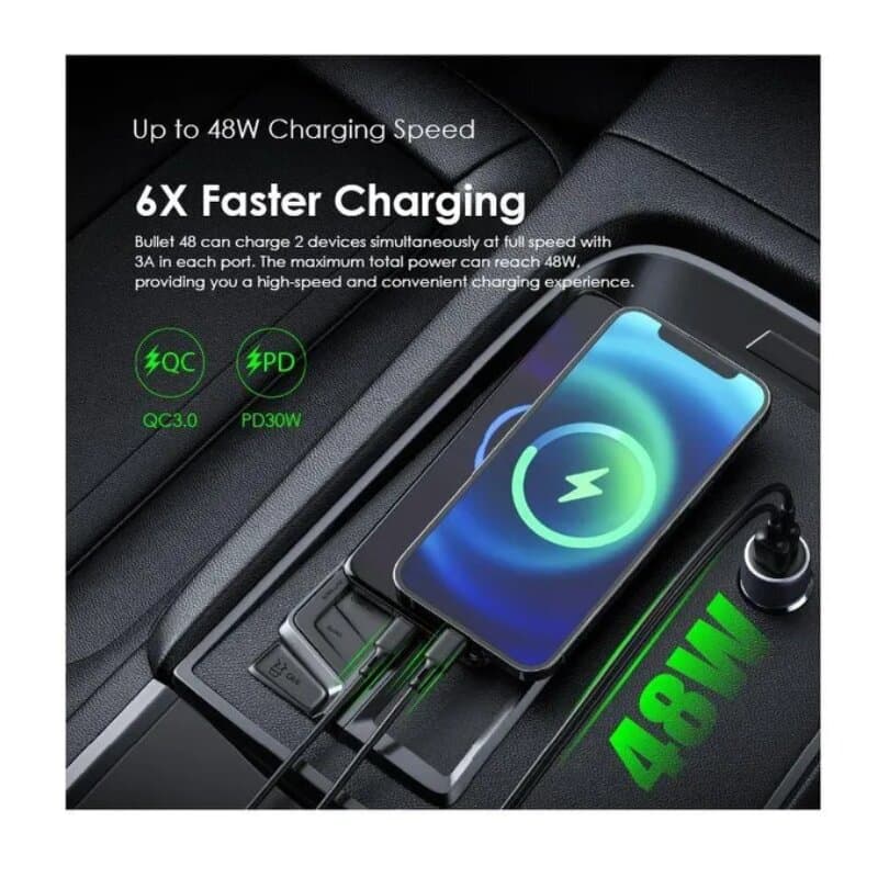 Oraimo Bullet 48W Car Charger - Dark Chrome 3