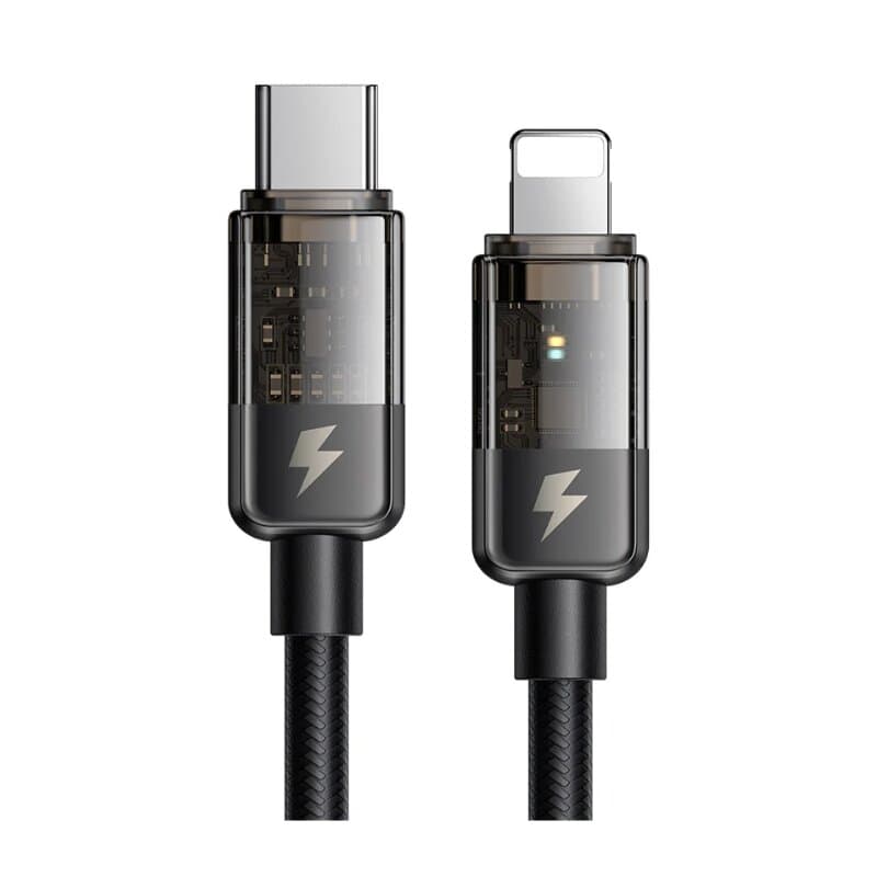 Mcdodo Type-C to LTG Transparent Data Cable 1.2m 36W - Black 1