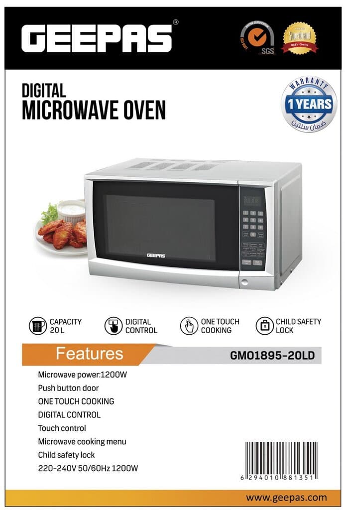 Geepas 20L Digital Microwave Oven - GMO1895 3