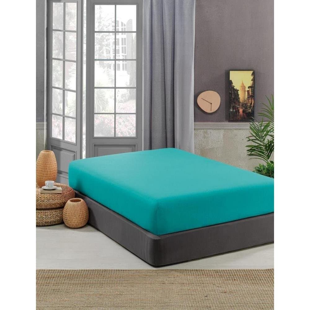 Alea Alea Cotton Fitted Sheet Turquoise 120X200Cm