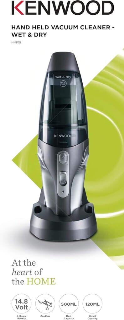 Kenwood Wet & Dry Cordless Handheld Vacuum Cleaner - HVP19.000SI 6