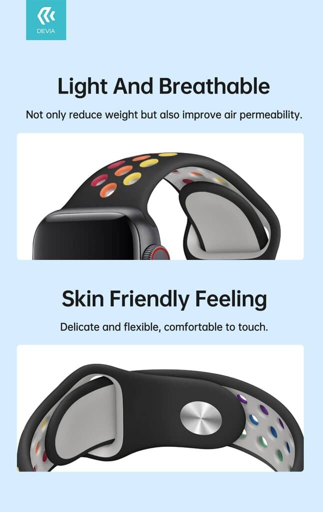 DEVIA Deluxe Series Sport2 Watch Band for Apple Watch – White, Silicone, Breathable - 38/40/41mm 3