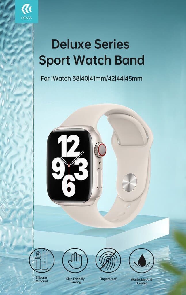 DEVIA Deluxe Series Sport Watch Band for Apple Watch – Lavender Gray, Silicone, Comfortable Fit - 42/44/45/46/49mm 2