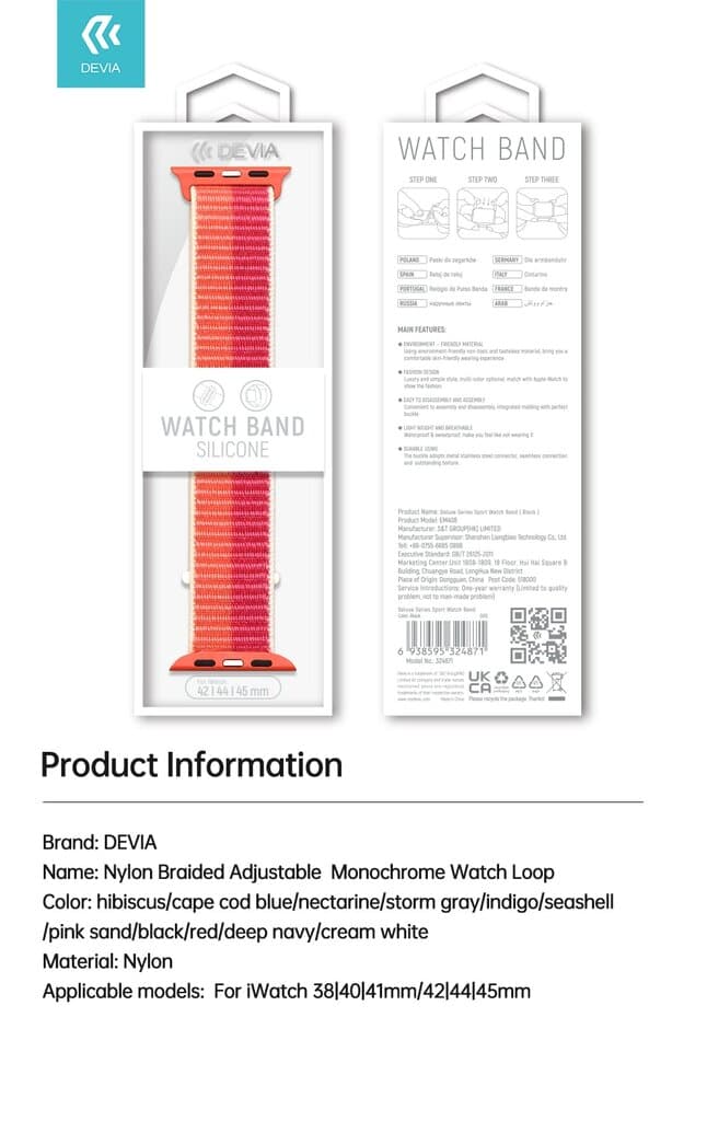 DEVIA iWatch 38|40|41mm Nylon Braided Adjustable Two-Tone Watch Loop - Eucalyptus Green - 38/40/41mm 3