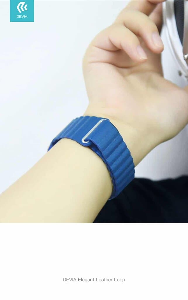 DEVIA Elegant Leather Loop Watch Band for Apple Watch (Cape Cod Blue) – Premium Style, Comfort - 42/44/45/46/49mm 2