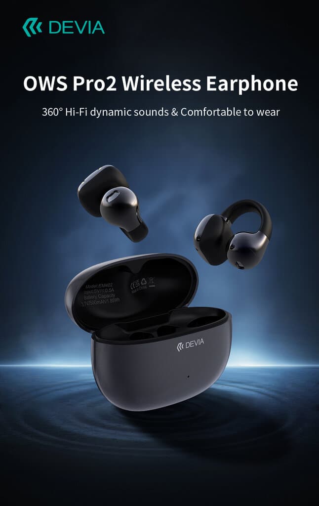 Devia OWS Pro2 Clip-on Wireless Earphone - Black 5