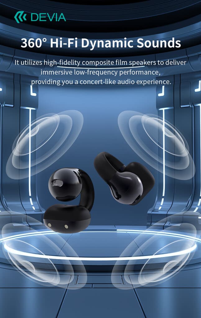 Devia OWS Pro2 Clip-on Wireless Earphone - Black 6