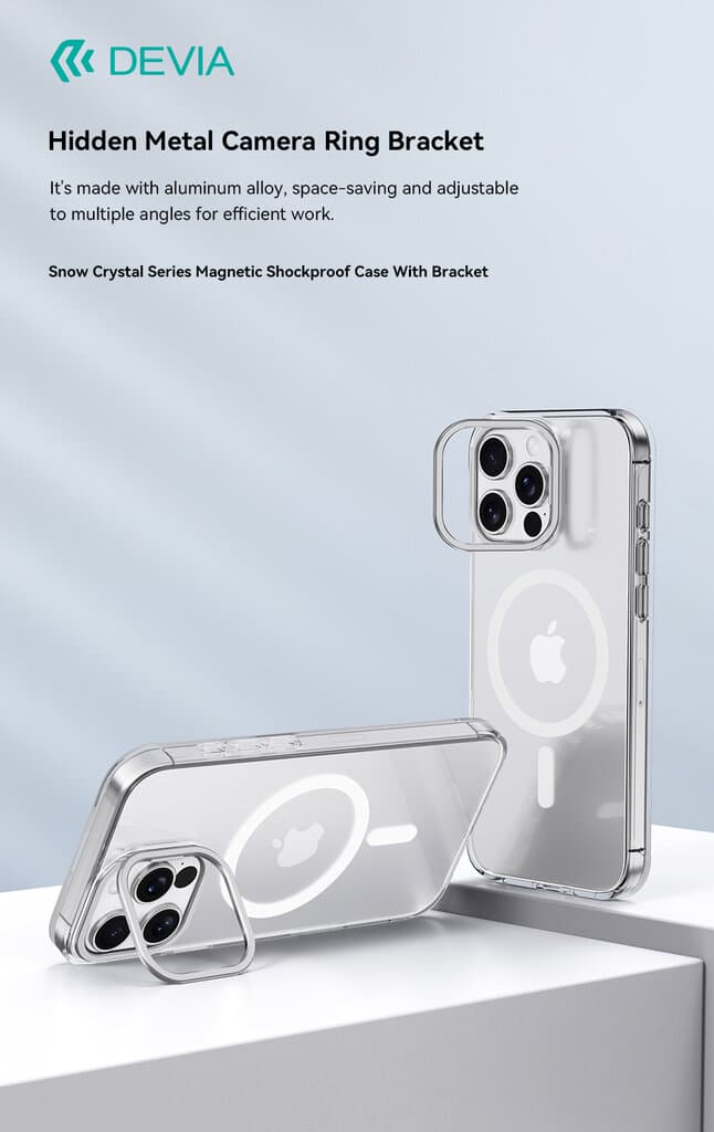 DEVIA  Snow Crystal Series Magnetic Shockproof Case With Bracket - clear for iPhone 16/Plus/Pro/Pro Max - iPhone16 4