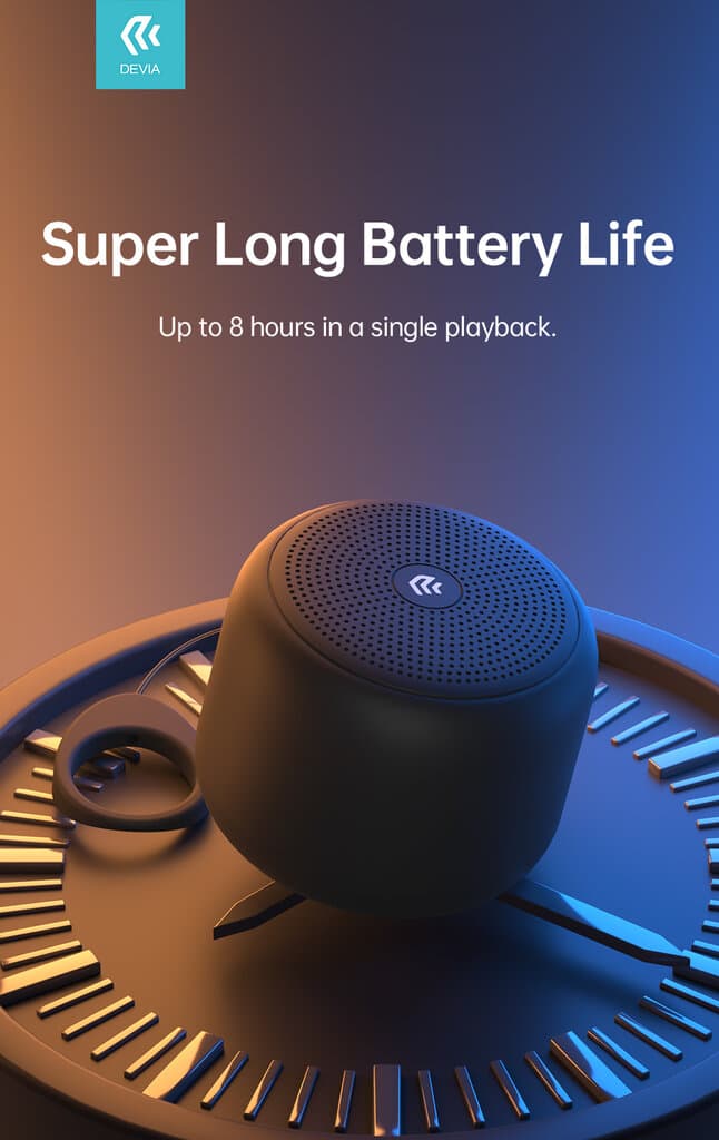 Devia Kintone Series Mini Waterproof Lanyard Speaker BT2602 -Gray 7