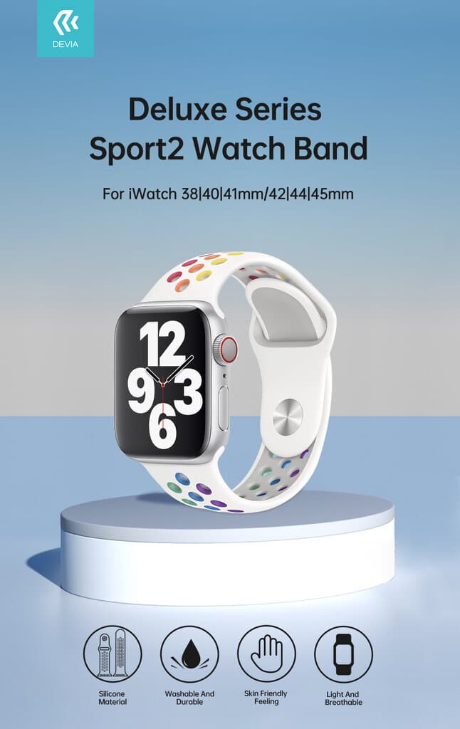 DEVIA iWatch 42|44|45|49mm Deluxe Series Sport2 Watch Band - rainbow 2