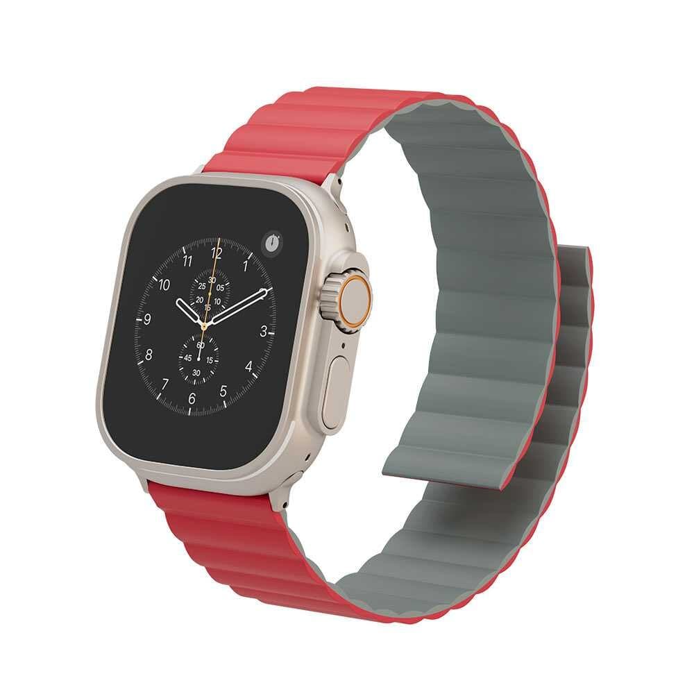 Levelo Cosmo Magnetic Silicone Watch Band 42/44/45/49mm — Red & Gray 1
