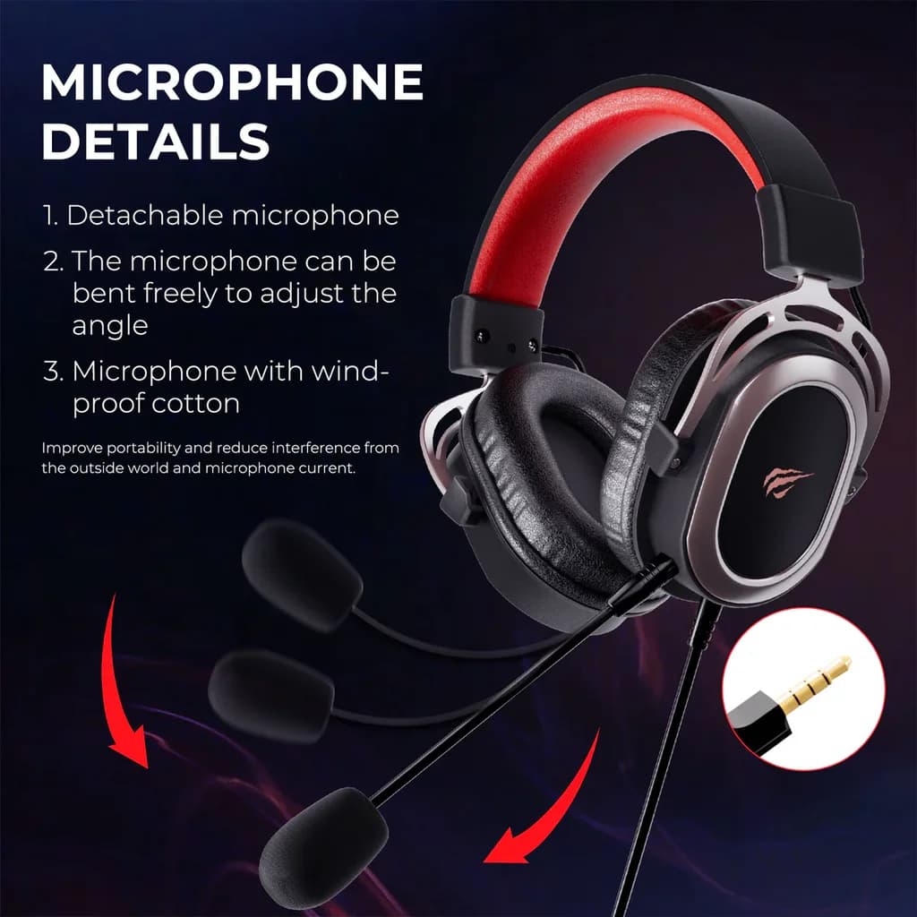 Havit H2008D Gaming Headphone Wired 3.5 mm Jack Black+Ochre+Red 4