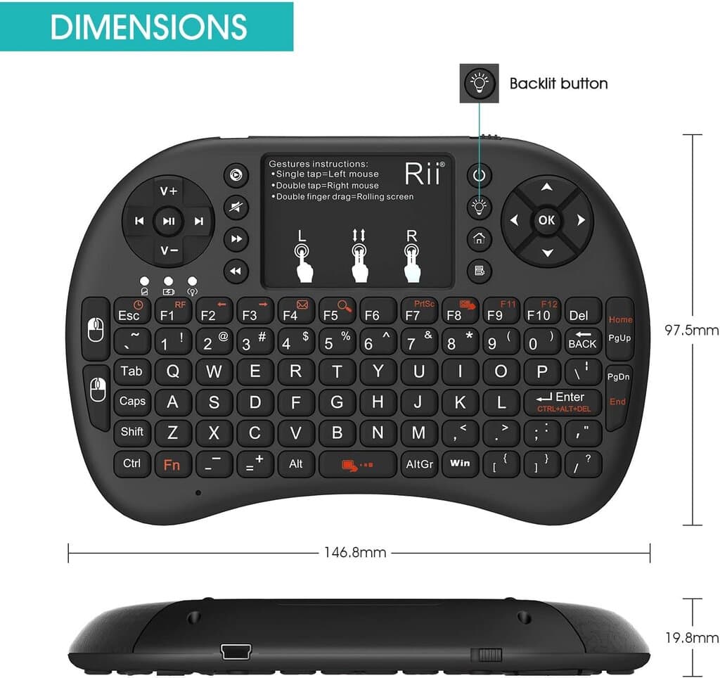 Rii Mini Wireless Keyboard Touchpad Combo 2