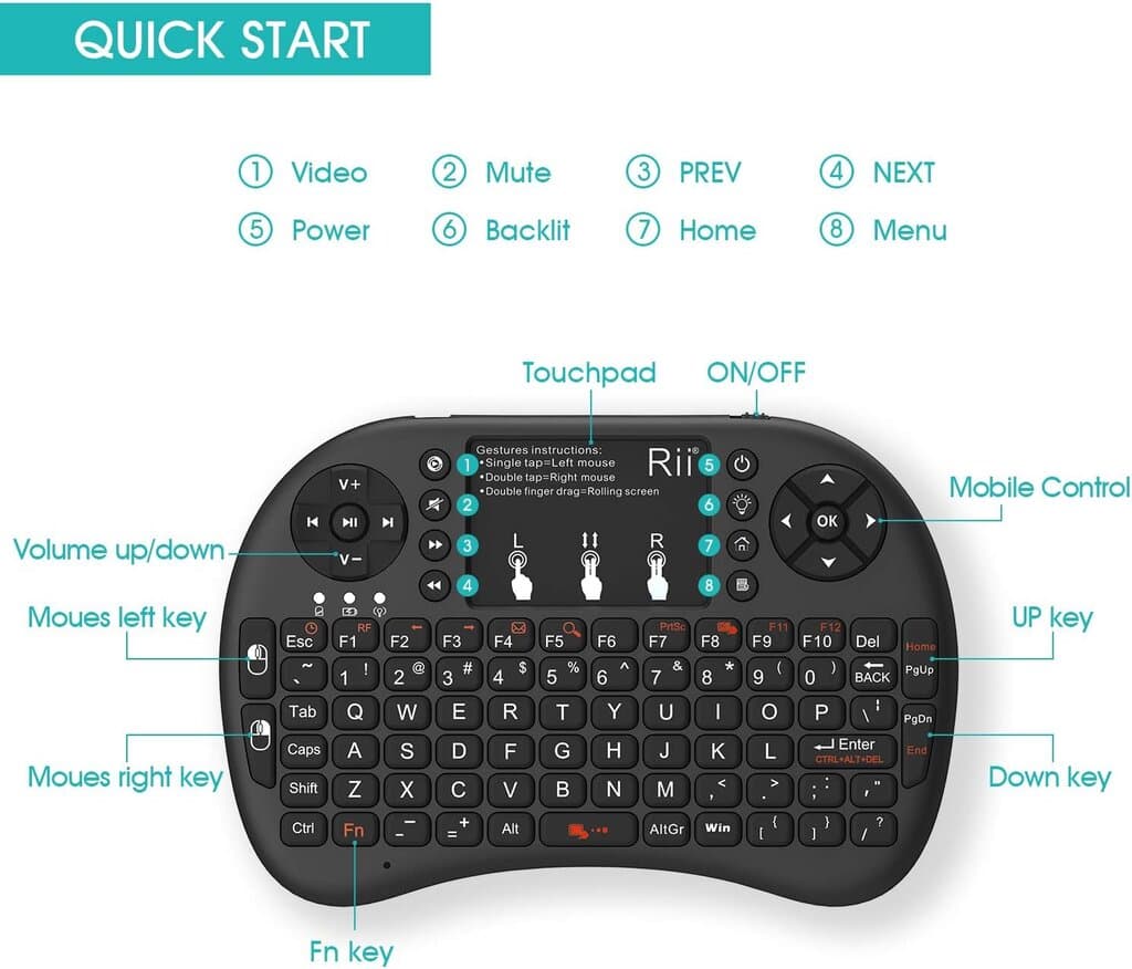 Rii Mini Wireless Keyboard Touchpad Combo 4