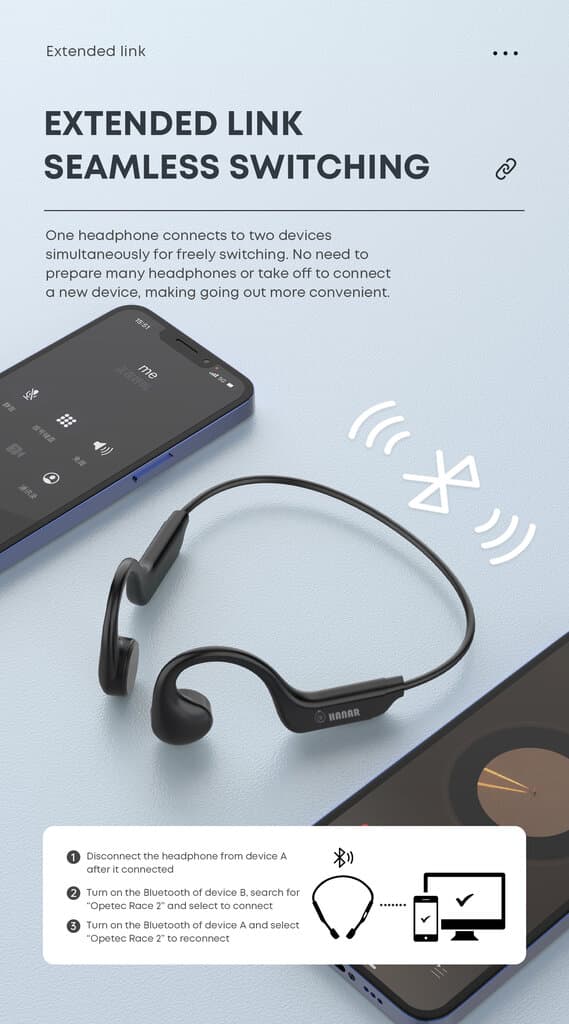 Hanar Bone Conduction Headphones - Black 6