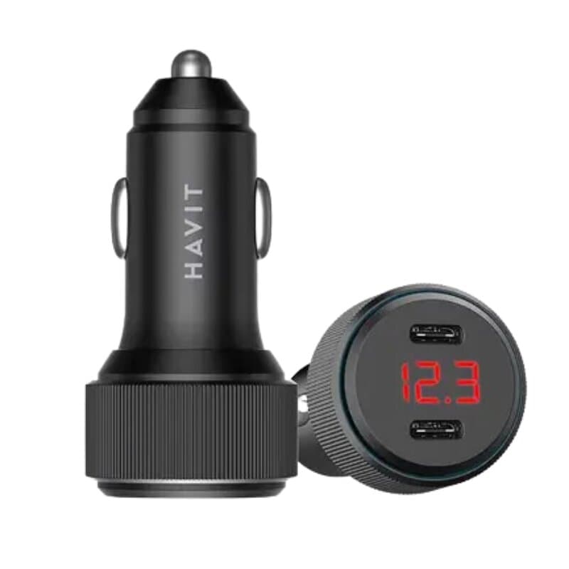 Havit Car Dual USB-C Charger with Digital display 60W Black