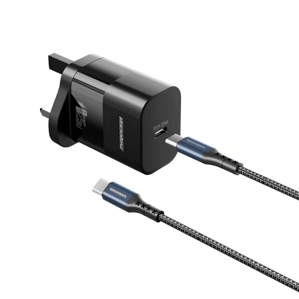 RockRose 25W Charger with 1M  C to C Cable Black