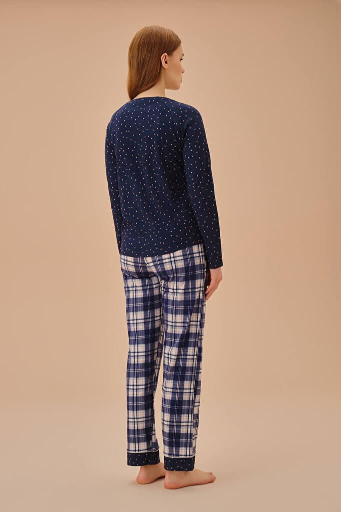SUWEN Becky Pyjamas Set - Navy Blue Plaid - 3XL 4